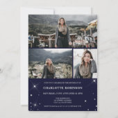 Moderne silberne Glitzer Blues cript 4 Foto Sweet  Einladung (Rückseite)