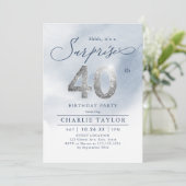 Moderne silberne Glitzer Erwachsene Überraschung 4 Einladung (Stehend Vorderseite)