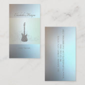 Moderne, silberne Glitzer-Gitarre, Musiklehrerin Visitenkarte (Vorne/Hinten)