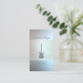 Moderne, silberne Glitzer-Gitarre, Musiklehrerin Visitenkarte (Stehend Vorderseite)