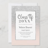 Moderne silberne Glitzer-Klasse Foto Abschluss Einladung (Vorderseite)