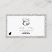 Moderne silberne Glitzer Logo-Bestellung Vielen Da Visitenkarte (Rückseite)