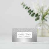 Moderne silberne Glitzer-Ober-Metallfolie Visitenkarte (Stehend Vorderseite)