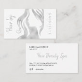 Moderne silberne Glitzer-Stylistin Visitenkarte (Vorne/Hinten)