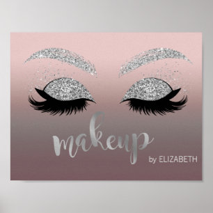 Moderne silberne glitzernde Wimpern , Visagist Poster