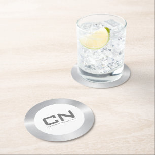 Moderne silberne Grenze in Weiß Runder Pappuntersetzer