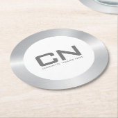 Moderne silberne Grenze in Weiß Runder Pappuntersetzer (Angewinkelt)