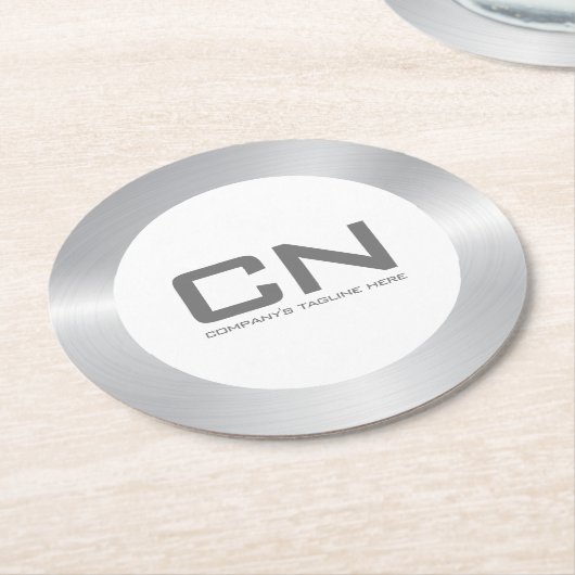 Moderne silberne Grenze in Weiß Runder Pappuntersetzer (Angewinkelt)