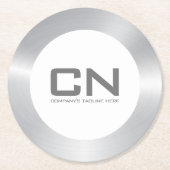 Moderne silberne Grenze in Weiß Runder Pappuntersetzer (Vorderseite)