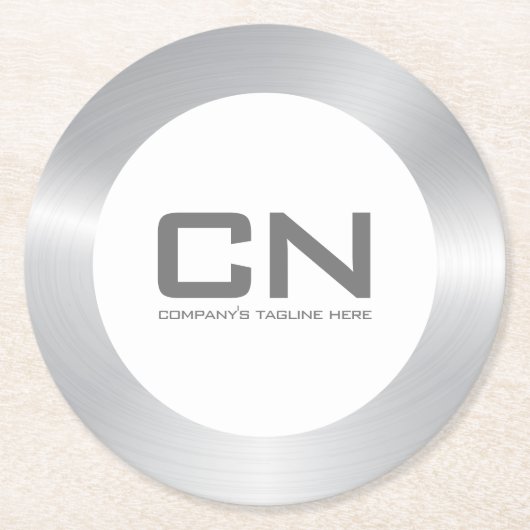 Moderne silberne Grenze in Weiß Runder Pappuntersetzer (Vorderseite)