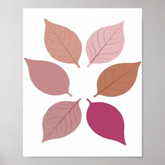 Moderne Silberne HERBSTBLÄTTER Design Poster (Vorne)