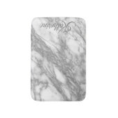 Moderne silberne Marmortextur mit Ihrem Namen Badematte (Vorderseite Vertikal)