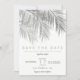 Moderne silberne Palme elegant Save-the-Date Save The Date