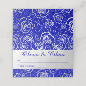 Moderne Silberne Rose auf Royal Blue Platzkarte (Außenseite Aufgefaltet)