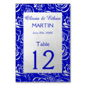 Moderne Silberne Rose auf Royal Blue Tischnummer (Rückseite)