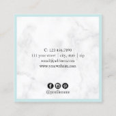 Moderne silberne Schnüre und Bräune aus Marmor Quadratische Visitenkarte (Rückseite)