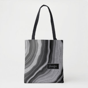 Moderne silberne schwarze Achat-Kristall-Personali Tasche