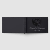 Moderne silberne schwarze Maskenparty Gästebuch (Voll)