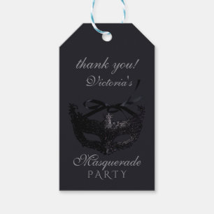 Moderne silberne schwarze Maskenparty Geschenkanhänger