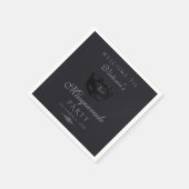 Moderne silberne schwarze Maskenparty Serviette (Ecke)