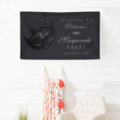 Moderne silberne schwarze Maskenparty-Willkommenss Banner (Insitu)