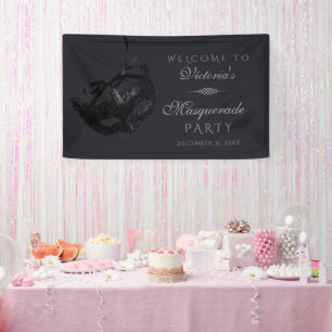 Moderne silberne schwarze Maskenparty-Willkommenss Banner
