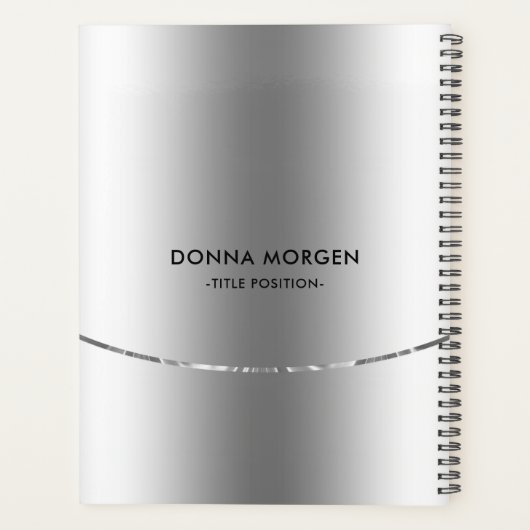 Moderne silberne Streifenplaner Planer (Rückseite)