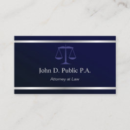 Moderne silberne Strike Navy Blue Anwältin Anwälti Visitenkarte