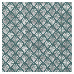 Moderne silberne Teal elegante Art Deco Stoff