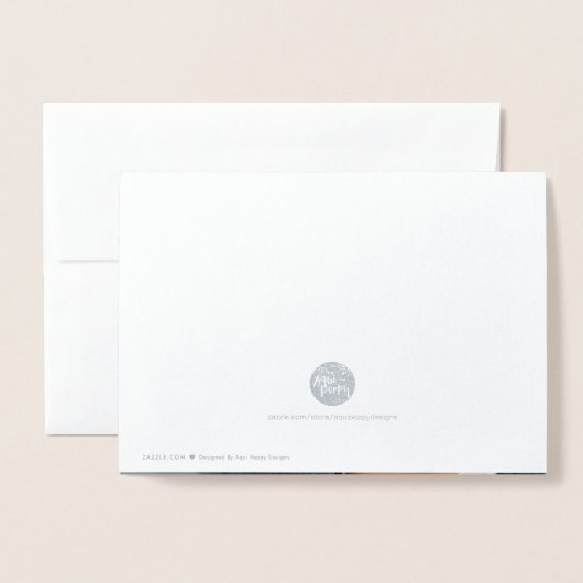 Moderne Silberne Weihnachtsbaumkarte Folienkarte (Rückseite mit Umschlag)