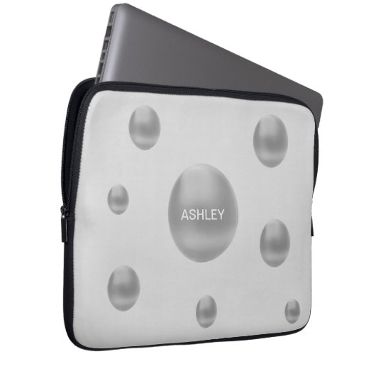 Moderne Silberpolka-Punkte Laptopschutzhülle (Vorne Rechts)