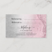 Moderne silberrosa Rosengold-Glitzer Makeup Künstl Empfehlungskarte (Rückseite)