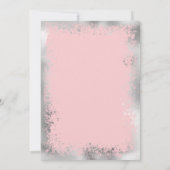 Moderne Silberrosa Spritzer Glitzer Border Wedding Einladung (Rückseite)
