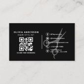Moderne Silberschere QR Code Haarstylistin Visitenkarte (Rückseite)