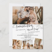 Moderne Silberschneeschrift 5 Fotos Hochzeit Einladung (Rückseite)