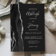 Moderne Silberschwarze Agate Dunkle Hochzeit