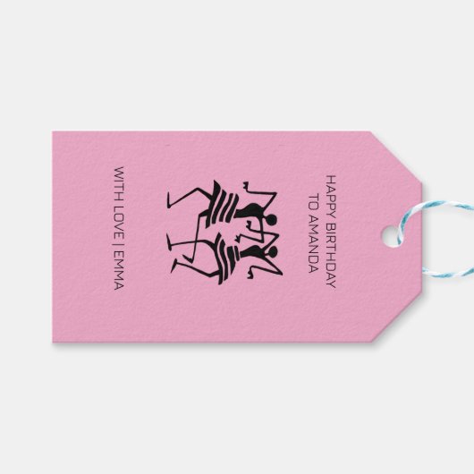 Moderne Silhouette Celebration Dance Pink Geschenkanhänger (Vorderseite (Horizontal))