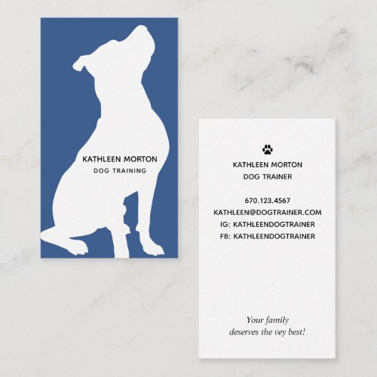 Moderne Silhouette Dog Trainer Visitenkarte (Vorne/Hinten)