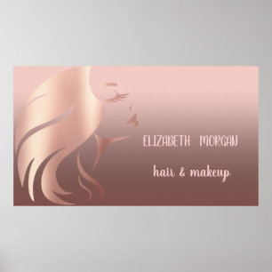 Moderne Silhouette eines Mädchens, Haar, Make-up Poster