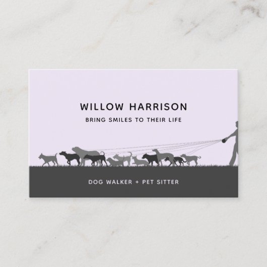 Moderne Silhouette Hund Walking Visitenkarte (Vorderseite)