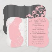 Moderne Silhouette Lace Baby Dusche lädt ein Einladung (Vorne/Hinten)