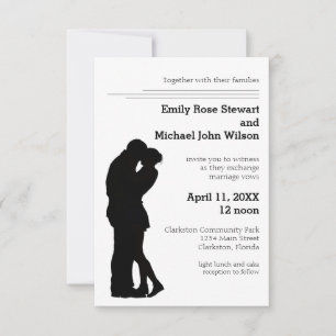 Moderne Silhouette Paar - 3x5 Hochzeitseinladung Einladung