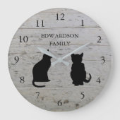 Moderne Silhouetten aus mit Monogramm Holz Große Wanduhr (Vorderseite)