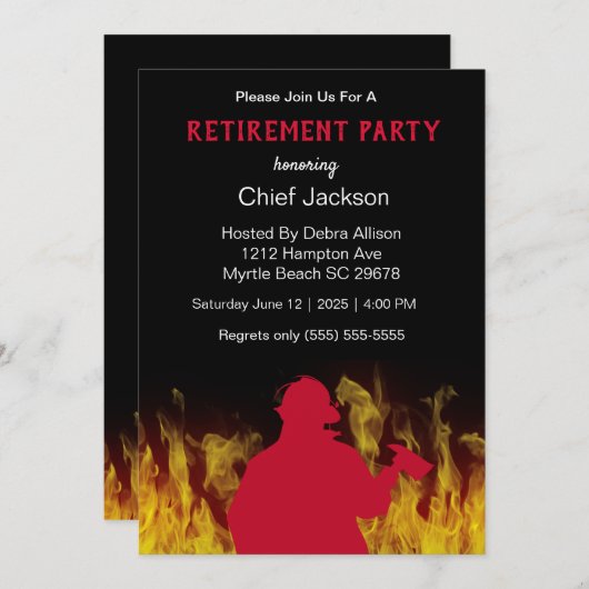 Moderne Silhouetten für Feuerwehrleute Einladung (Vorne/Hinten)