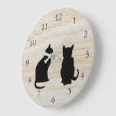 Moderne Silhouetten, Haustiere auf Holzboden Große Wanduhr (Winkel)