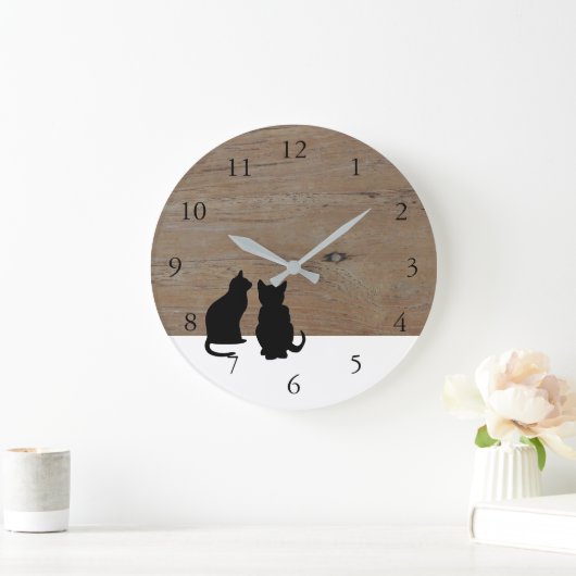 Moderne Silhouetten, Haustiere aus Holz Große Wanduhr (Zuhause)