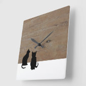 Moderne Silhouetten, Haustiere aus Holz Quadratische Wanduhr (Winkel)