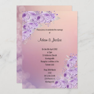 Moderne Silver Apricot Lilac Blütenblätter Einladung