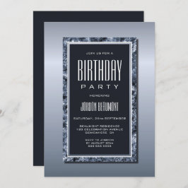 Moderne Silver Birthday Party Einladung