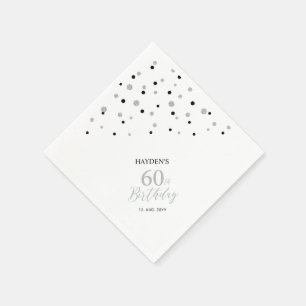 Moderne Silver & Black 60. Geburtstagsparty Napkin Serviette